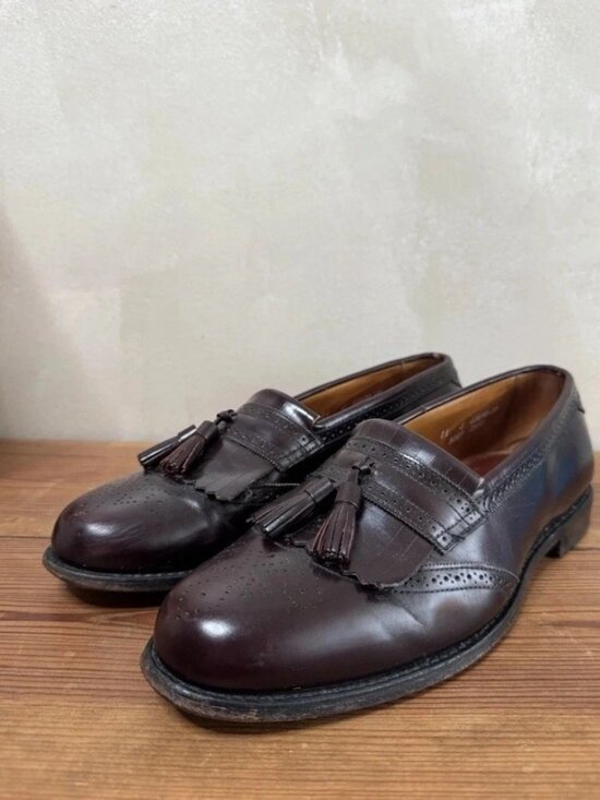 Allen Edmonds Bridgeton Loafers Men\'s 11 E Brown Leather Kiltie Tassels